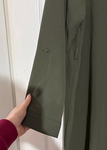 Kadın Haki Uzun Kollu Keten Tunik - Görsel 3