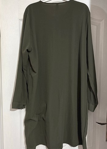 Kadın Haki Uzun Kollu Keten Tunik - Görsel 5