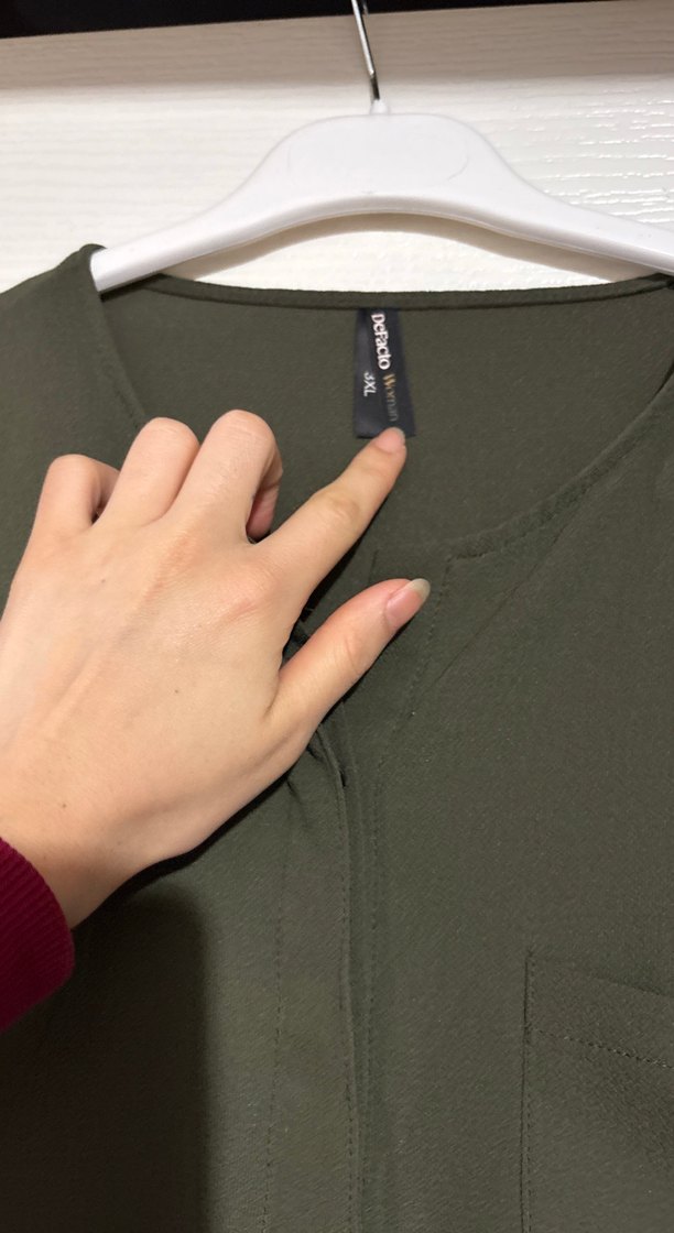 Kadın Haki Uzun Kollu Keten Tunik - Görsel 4