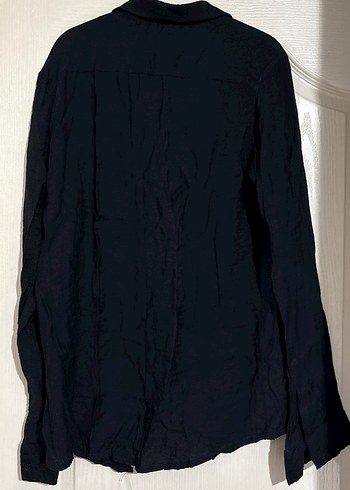 Erkek Siyah Keten Uzun Kollu Gömlek - Görsel 4