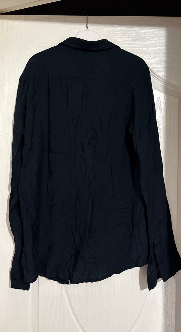 Erkek Siyah Keten Uzun Kollu Gömlek - Görsel 4