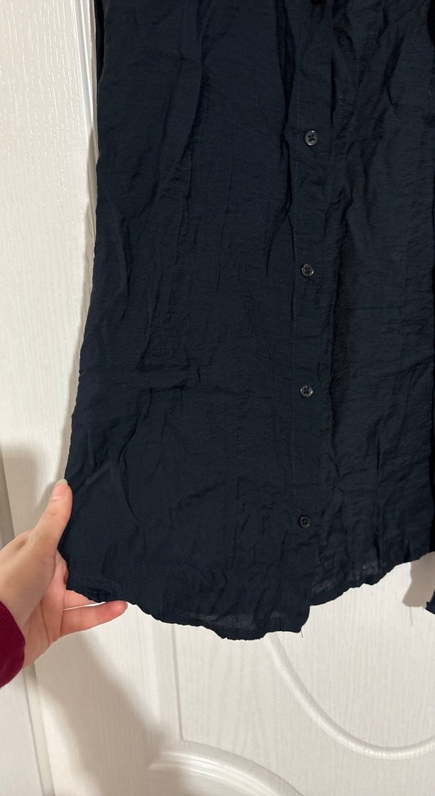 Erkek Siyah Keten Uzun Kollu Gömlek - Görsel 2