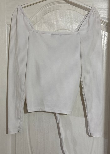 Beyaz Büzgülü Uzun Kollu Kadın Bluz - Görsel 3