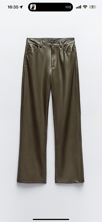 Zara Zara haki suni deri full length pantolon