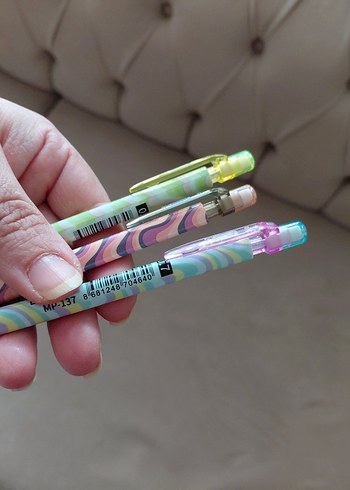  Beden Renk Pastel Renkli 3'lü Kalem Seti