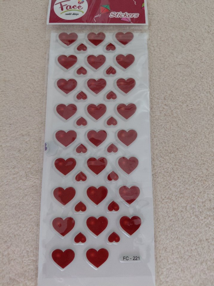 Kırmızı Kalp Stickerlar - Görsel 2