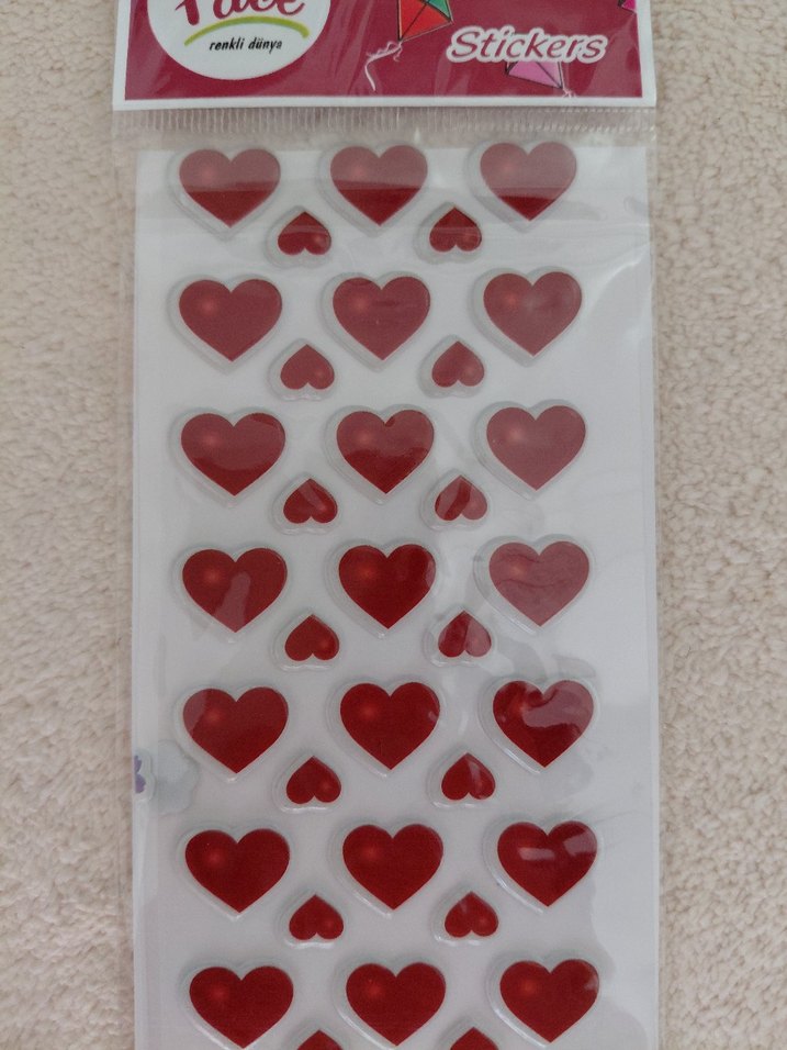 Kırmızı Kalp Stickerlar - Görsel 3