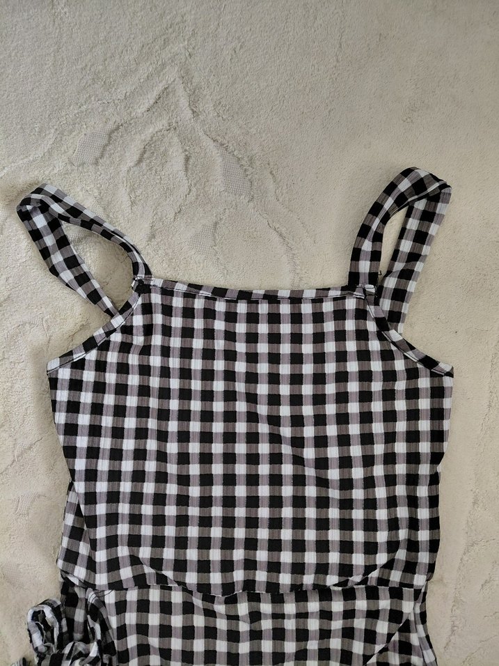 Ekose Desenli Mini Tulum - Görsel 4