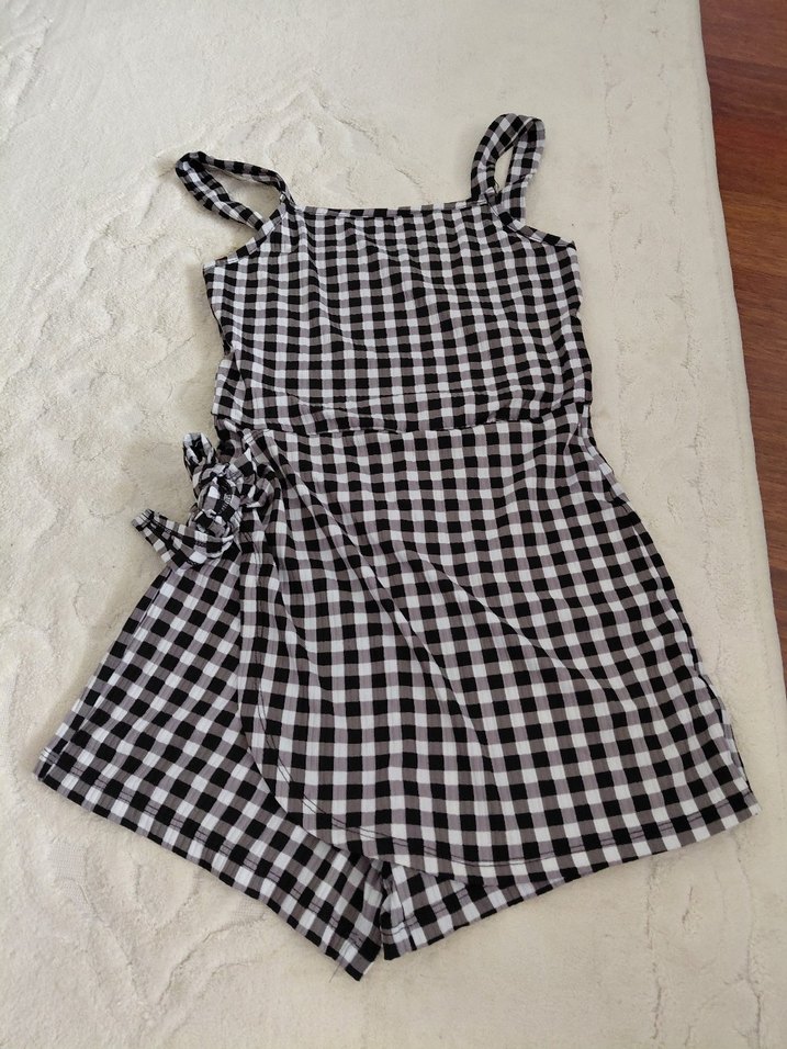 Ekose Desenli Mini Tulum - Görsel 2