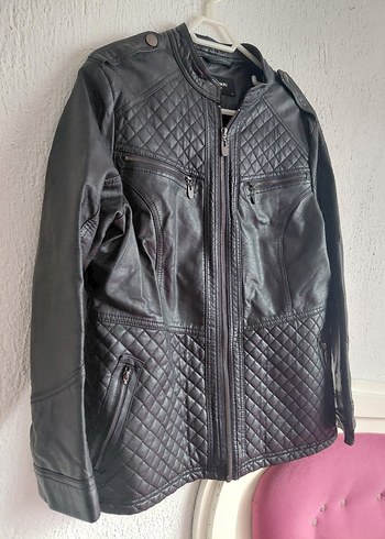 Siyah Kadın Deri Biker Ceket - Görsel 2