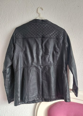 Siyah Kadın Deri Biker Ceket - Görsel 5