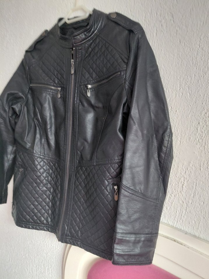 Siyah Kadın Deri Biker Ceket - Görsel 3