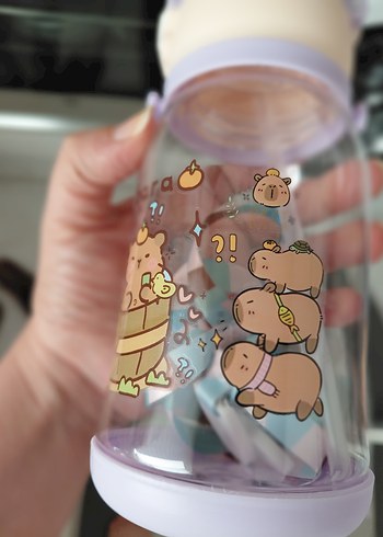 Beden mor Renk Mor Renkte Capybara Resimli Çocuk Matara