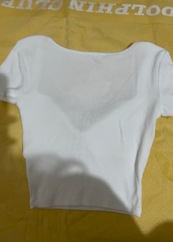 Zara Beyaz V Yakalı Kadın Crop Top