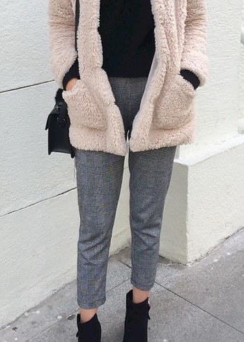 Peluş kaban kürk bej krem - Görsel 2