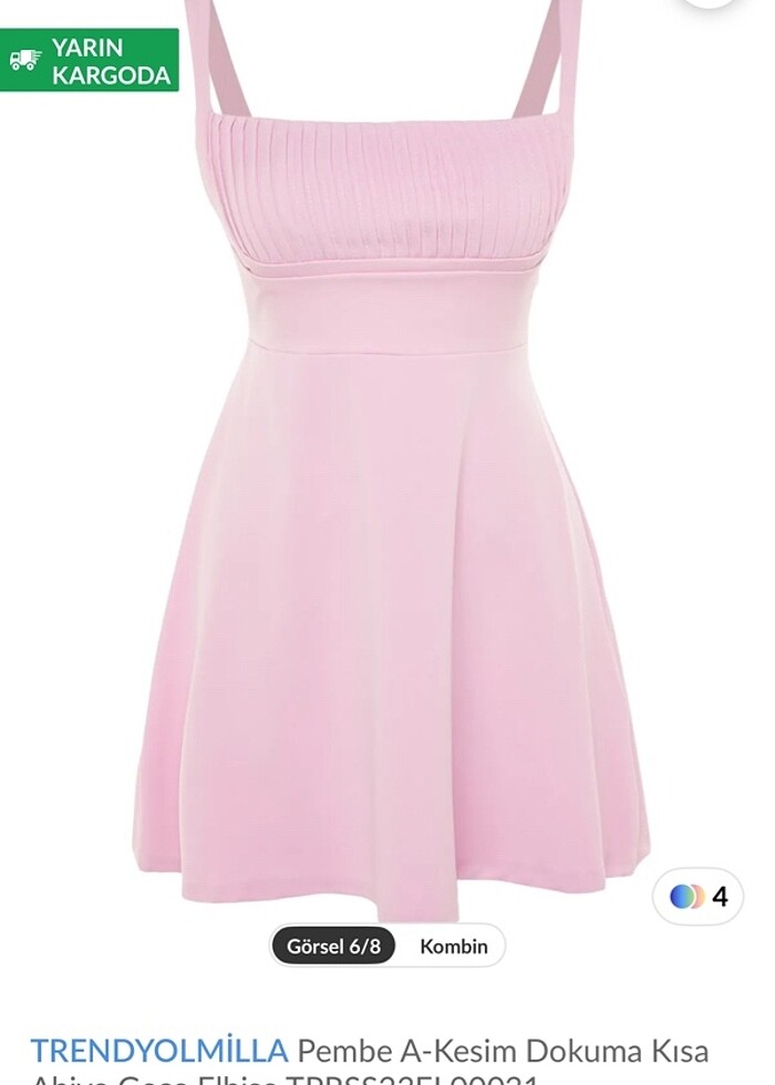 pembe mini elbise abiye - Görsel 2