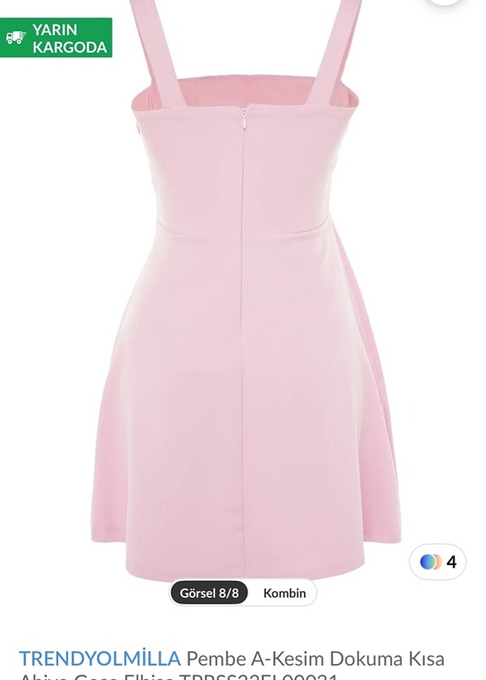 pembe mini elbise abiye - Görsel 3