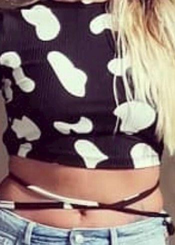 Siyah Bağcıklı Grunge Crop Top