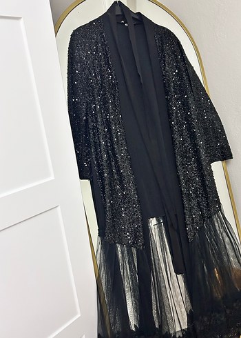 Drapeli Siyah Uzun Kadın Elbise - Görsel 5