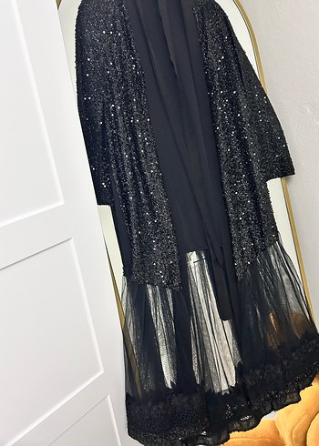 Drapeli Siyah Uzun Kadın Elbise - Görsel 7