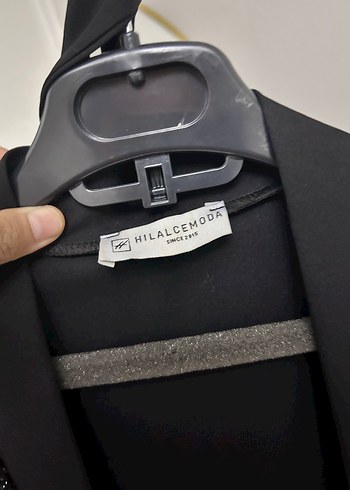 Drapeli Siyah Uzun Kadın Elbise - Görsel 4