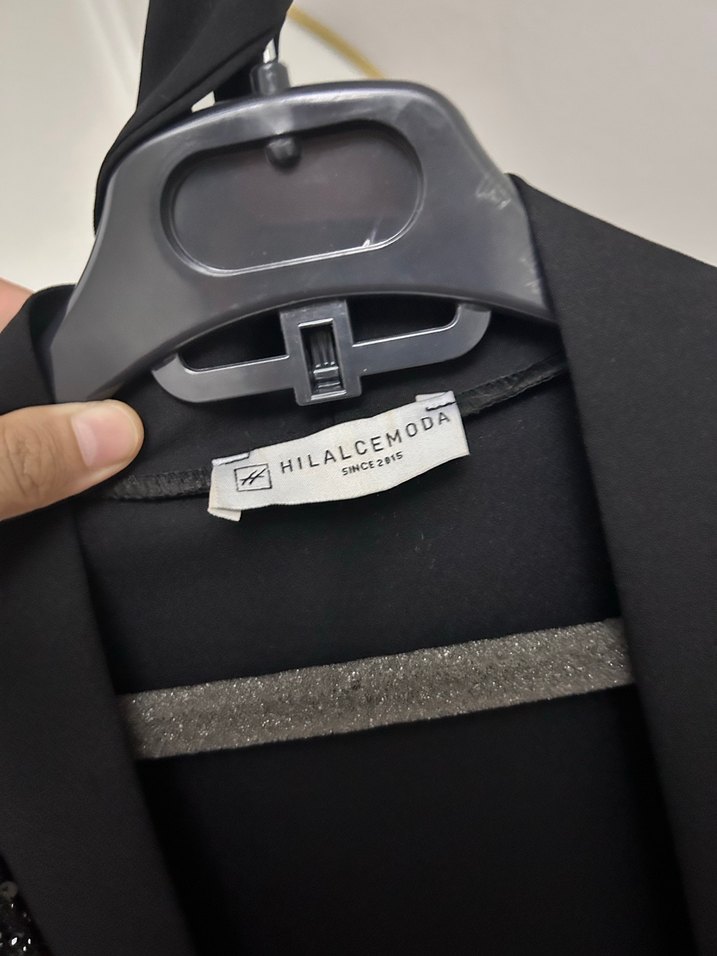 Drapeli Siyah Uzun Kadın Elbise - Görsel 4