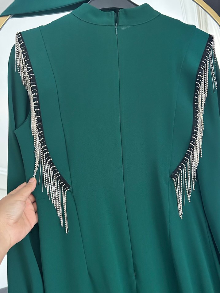 Yeşil Uzun Kadın Elbise - Görsel 3