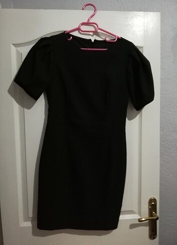 38 Beden siyah Renk Siyah karpuz kollu elbise