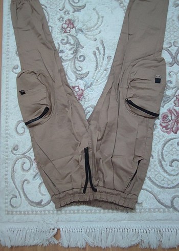 Bej Erkek Salaş Fermuarlı Streetwear Pantolon