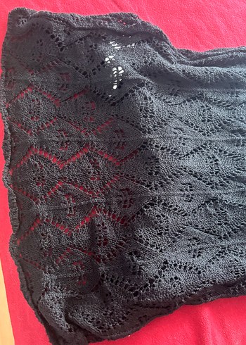 Siyah V Yakalı Örgü Uzun Kadın Elbise - Görsel 3