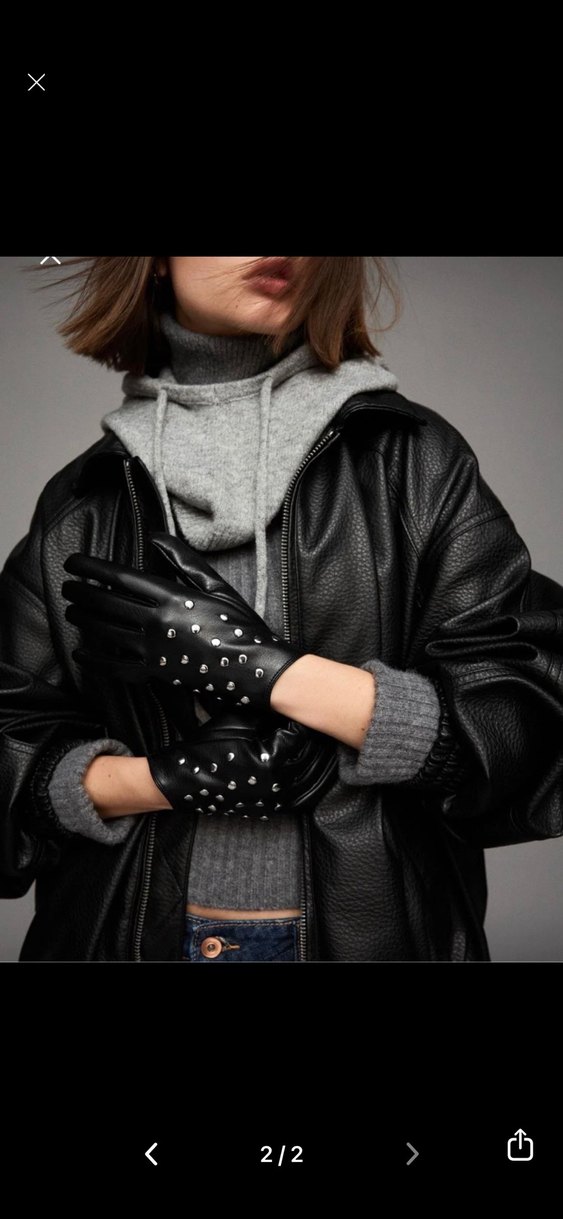 Siyah Deri troklu Rock Punk Eldiven - Görsel 2