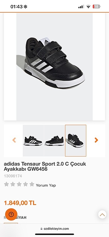 24 Beden siyah Renk Adidas Spor ayakkabı