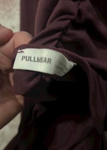 Bordo Drapeli Straplez Uzun Elbise arkası dekolteli - Görsel 4