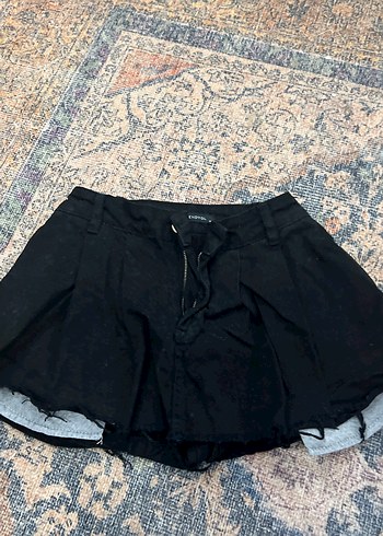 Siyah Kot Mini Şort, etek - Görsel 3