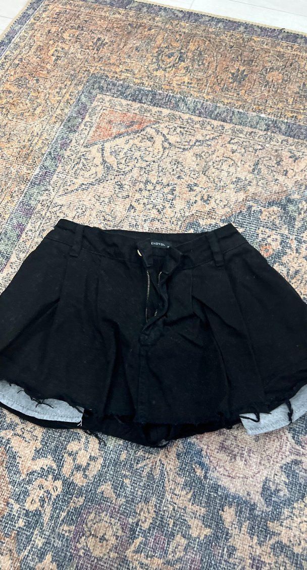 Siyah Kot Mini Şort, etek - Görsel 3