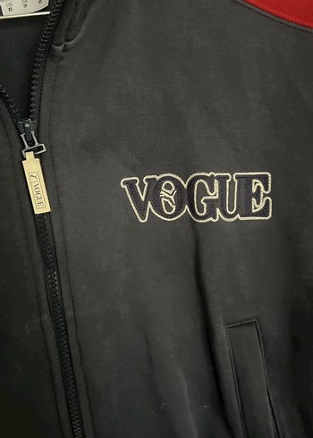 Vogue Baskılı Gri Kadın Spor Ceket orjinal - Görsel 5