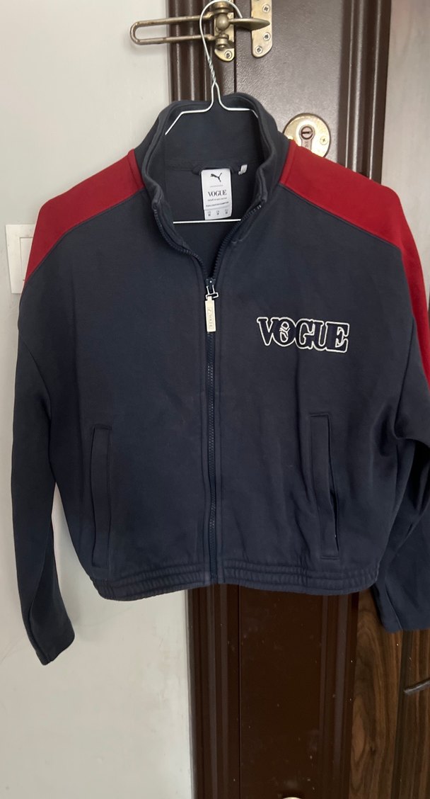 Vogue Baskılı Gri Kadın Spor Ceket orjinal - Görsel 4