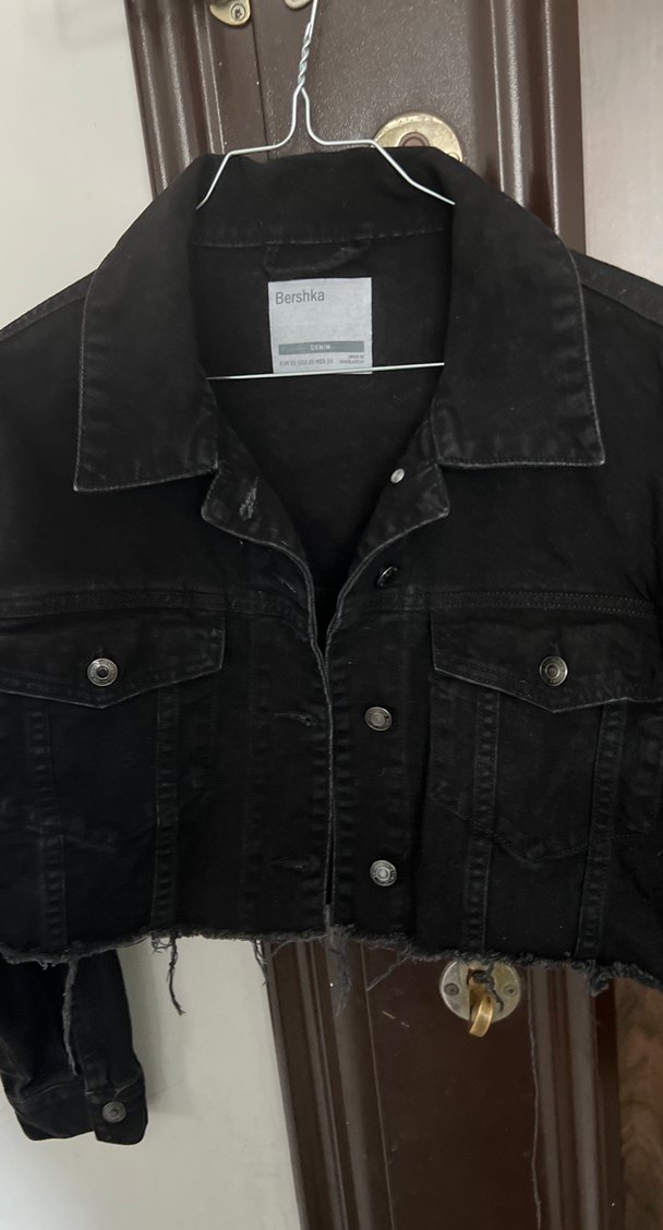 Kadın Siyah Kot Ceket, Düğmeli, İnce Kesim - Görsel 3