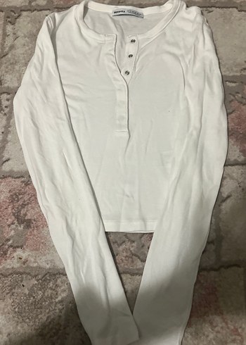 Kadın Beyaz Pamuklu Uzun Kollu buluz tiril tiril - Görsel 3