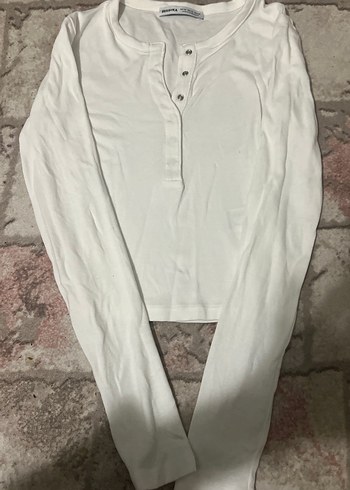 Kadın Beyaz Pamuklu Uzun Kollu buluz tiril tiril - Görsel 2