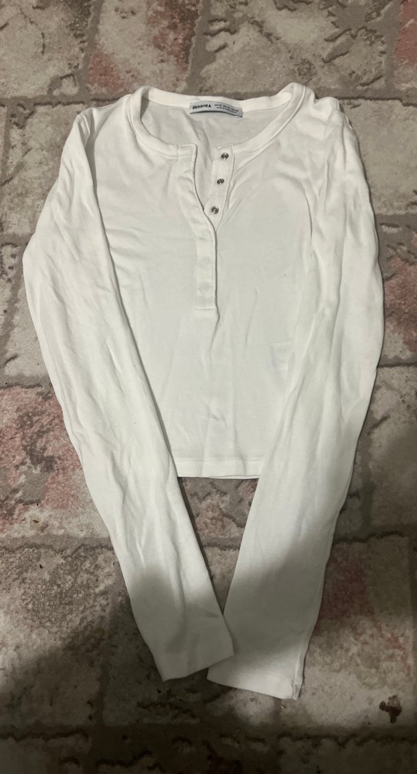 Kadın Beyaz Pamuklu Uzun Kollu buluz tiril tiril - Görsel 2