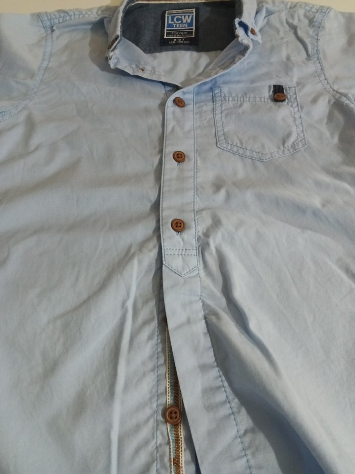 Erkek Çocuk Kot Gömlek, Kısa Kollu, Düğmeli - Görsel 3