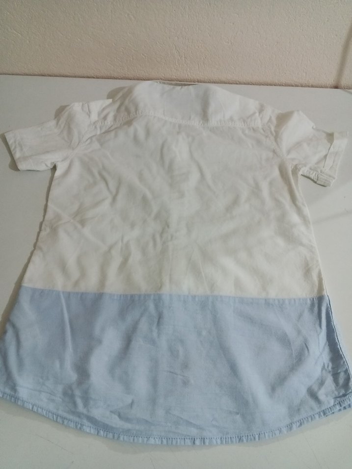 Erkek Beyaz Mavi Kısa Kollu Gömlek - Görsel 3