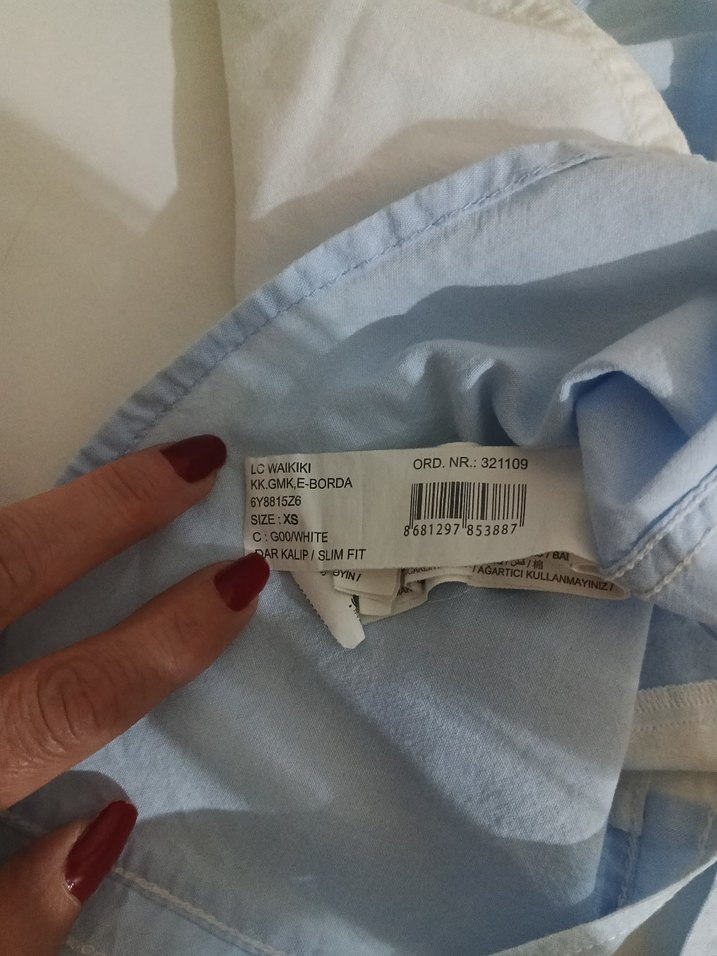 Erkek Beyaz Mavi Kısa Kollu Gömlek - Görsel 4