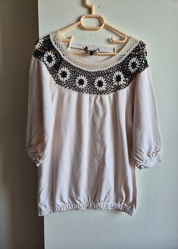 Dantel Yakalı Balon Kol Bluz - Görsel 9