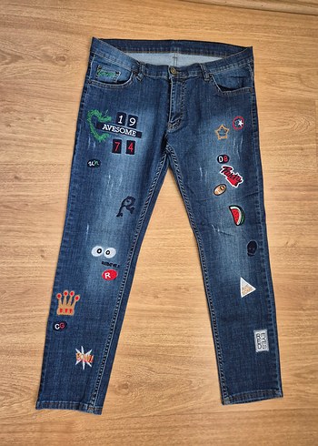 Nakışlı Renkli Kadın Kot Pantolon