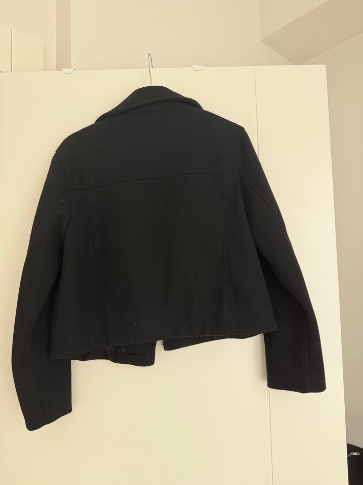 Zara Siyah Fermuarlı Kadın Biker Ceket - Görsel 3