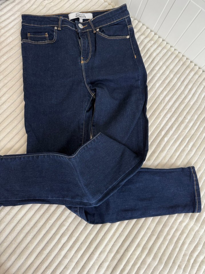 Lacivert Kadın Slim Fit Denim Pantolon - Görsel 2