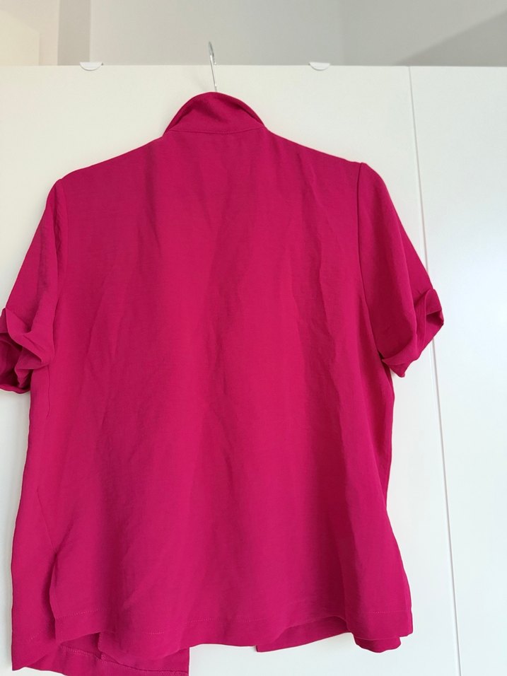 Düğmeli Kısa Kollu Pembe Gömlek - Görsel 4