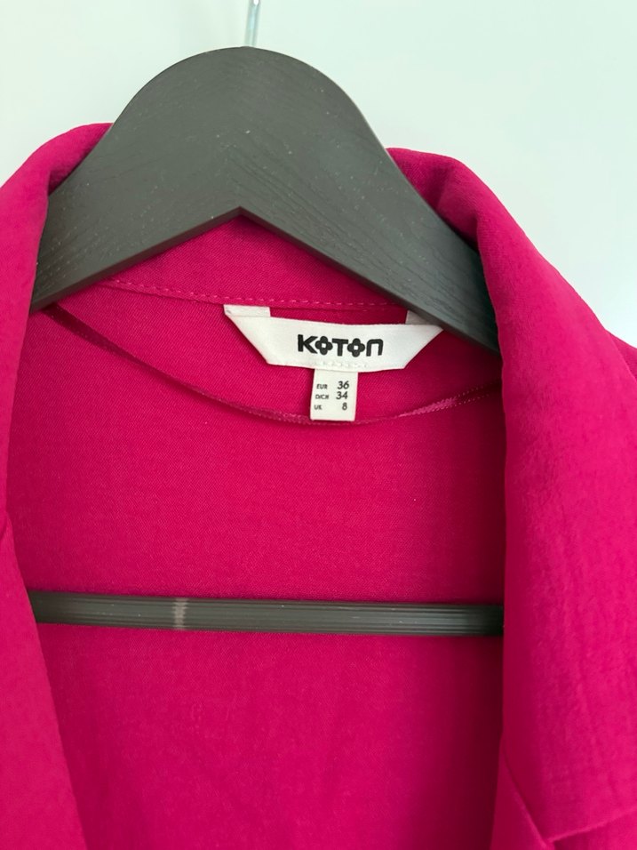 Düğmeli Kısa Kollu Pembe Gömlek - Görsel 3